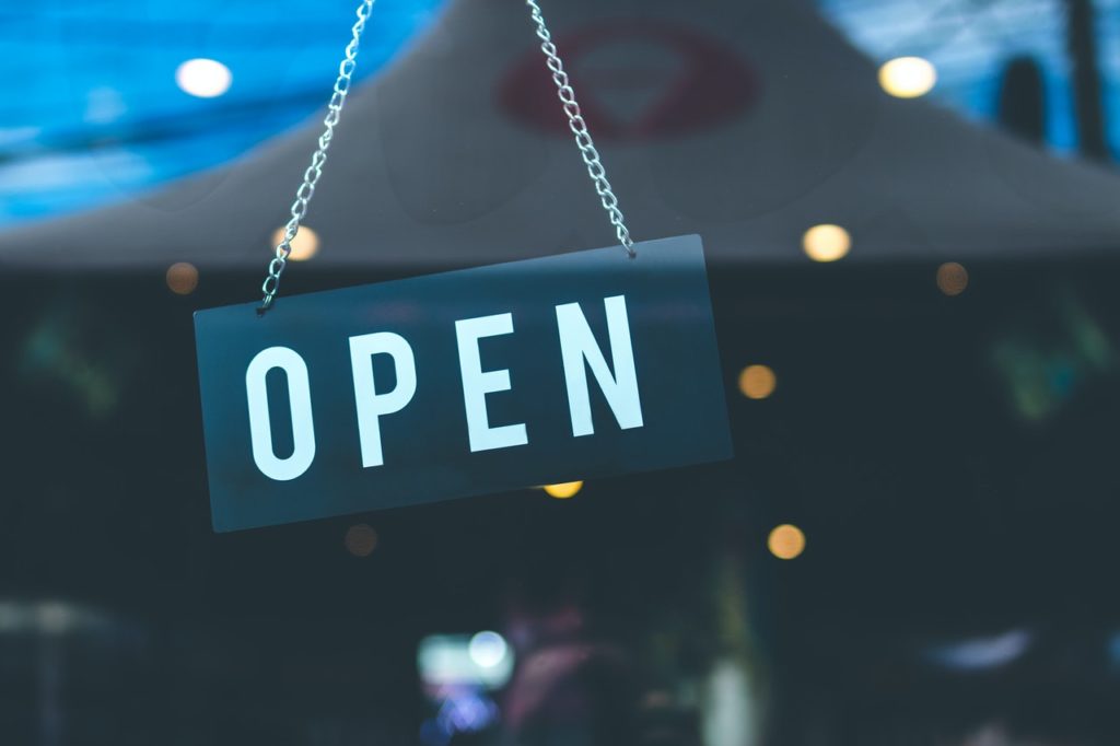 open sign at a store