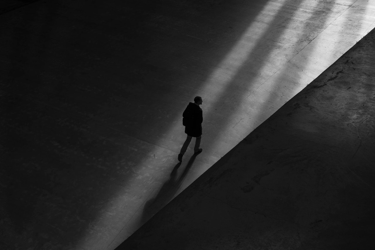 man walking alone