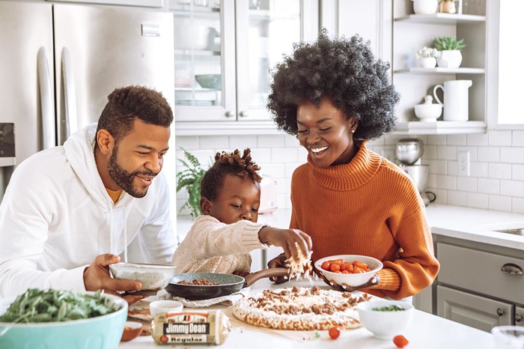 family preparing food