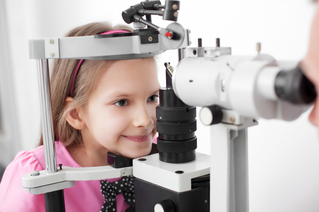 a child having an eye checkup