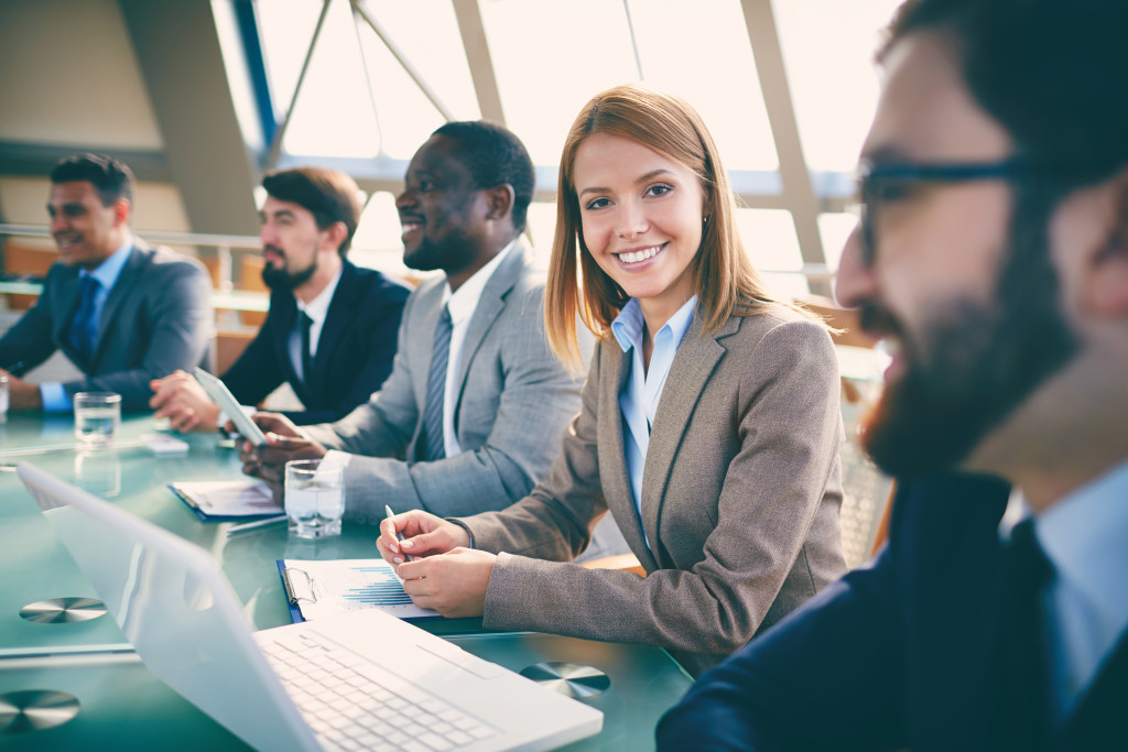 woman at a meeting