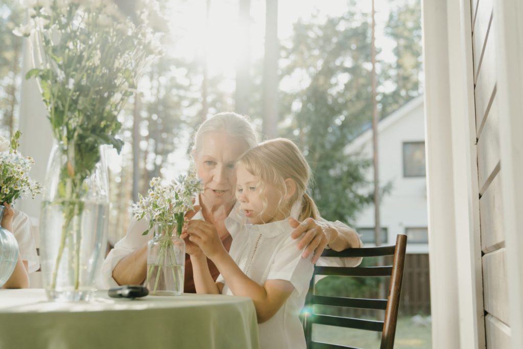 Grandma bonding with child