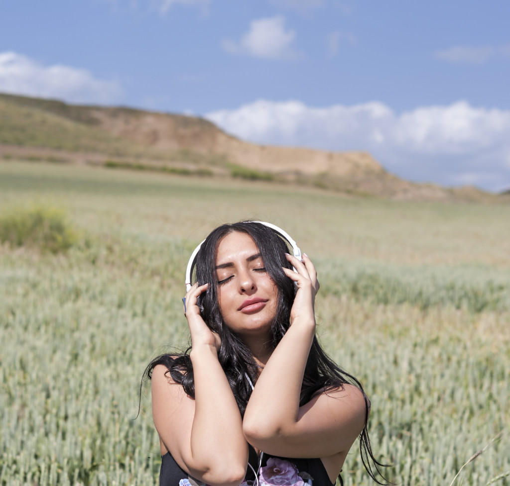 woman listening to music