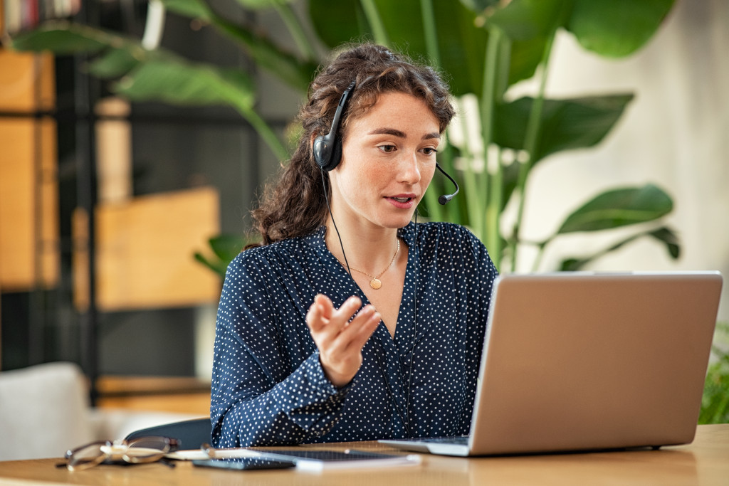 a woman in an online meeting