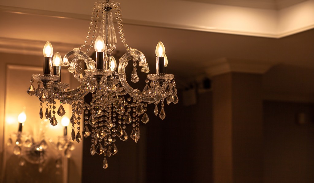 A luxurious crystal chandelier