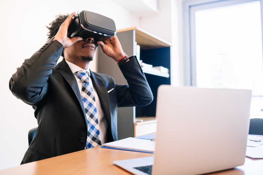 a manager using VR for work