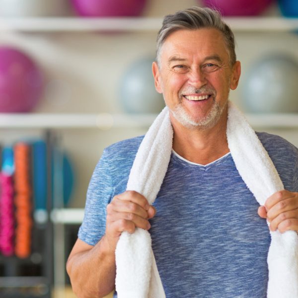 happy aging man after exercise
