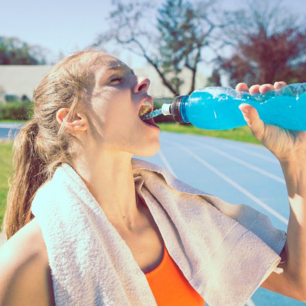 drinking after long run. concept about sport